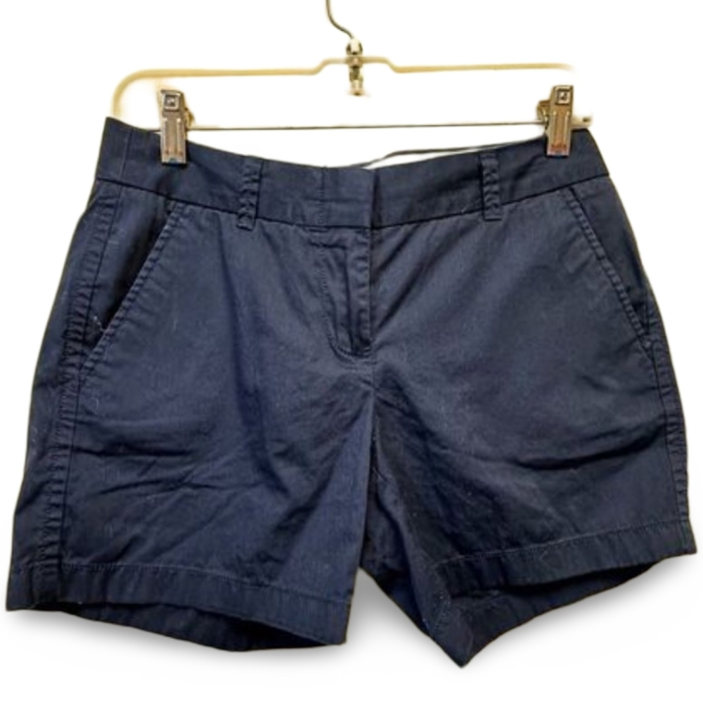 J Crew Womens Navy Chino Shorts Size 2 Casual Preppy Classic Summer Shorts